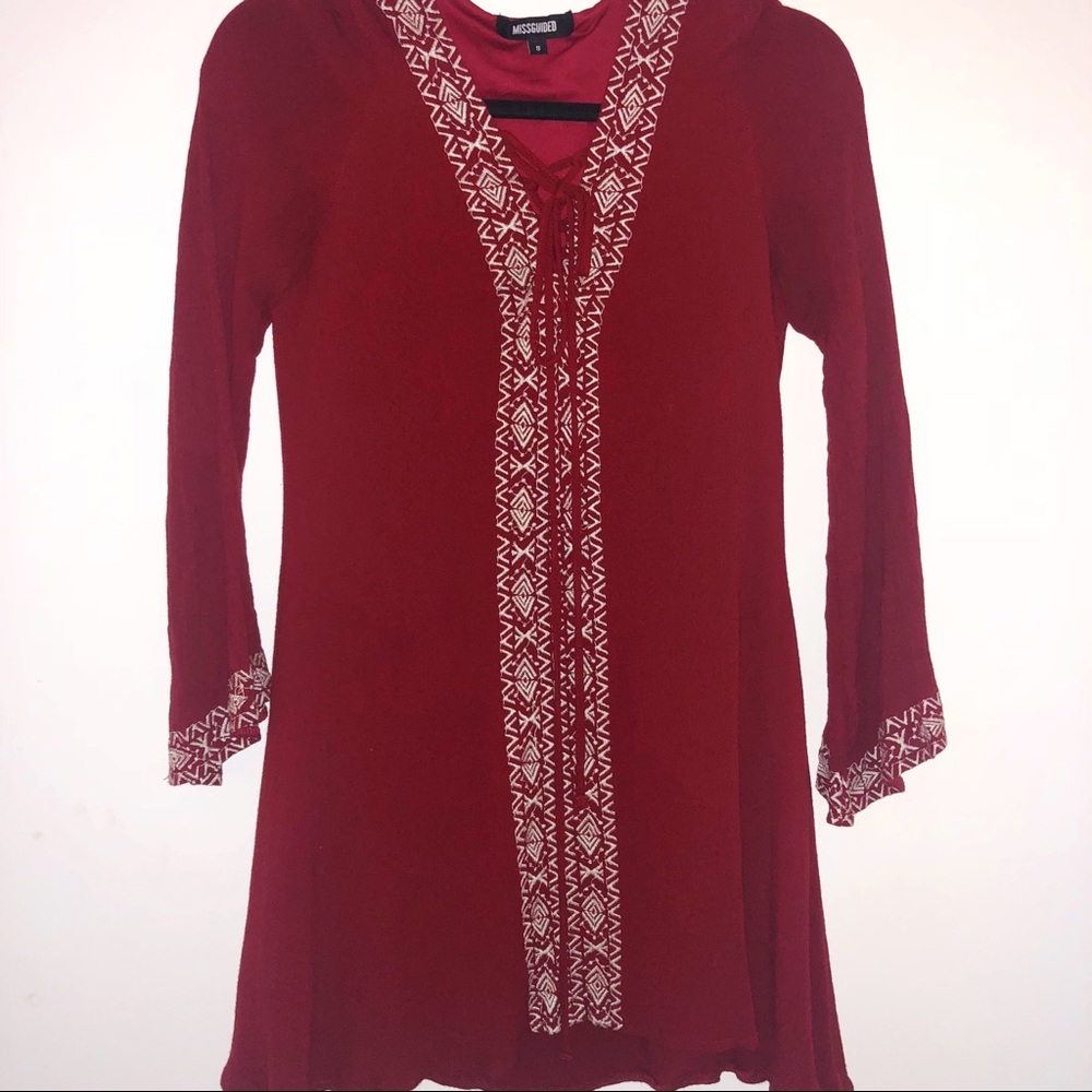 Missguided Red Bohemian Mini Dress